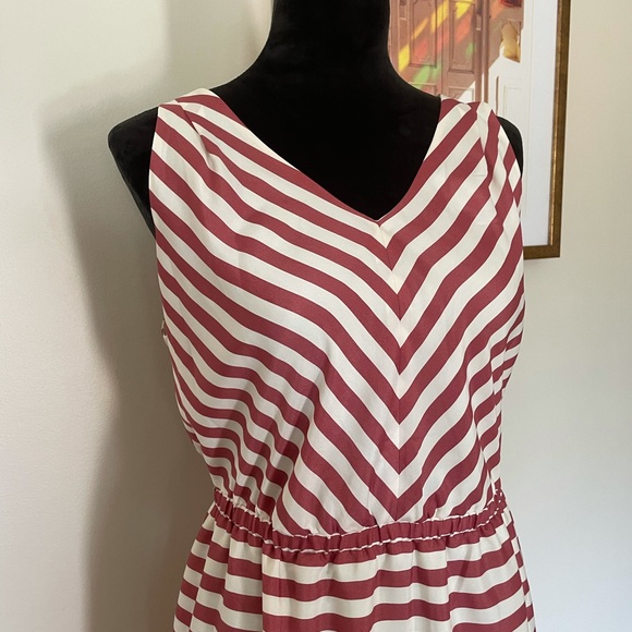 LOFT Mauve and Cream Striped Dress - Picture 3 of 5